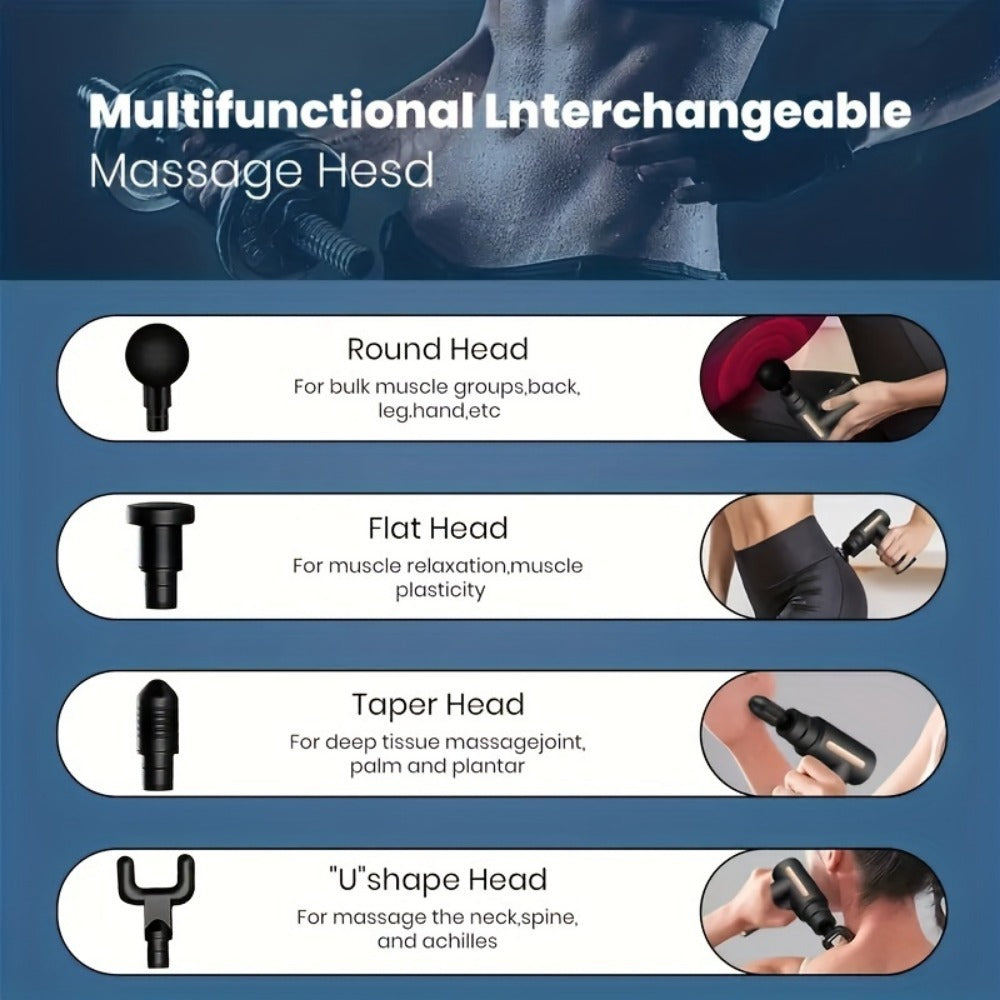 Portable Muscle Massage Gun – USB Rechargeable Deep Tissue Massager