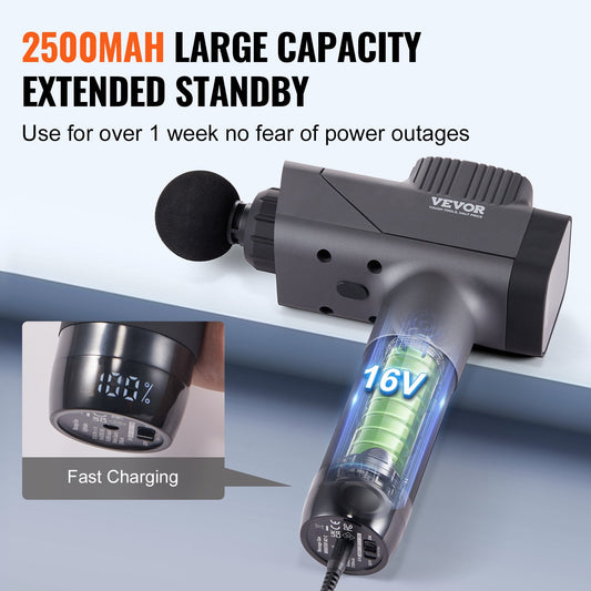 Deep Tissue Massage Gun – 8 Speed Percussion Muscle Massager with 6 Heads for Pain Relief & Muscle Recovery